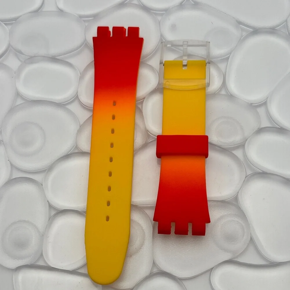 Orange and Yellow Watch Band (Strap Only) - fits Swatch New Gent model